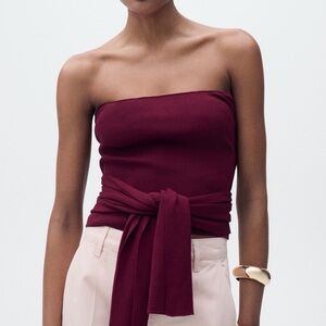 Mango bandeau top with knot detail